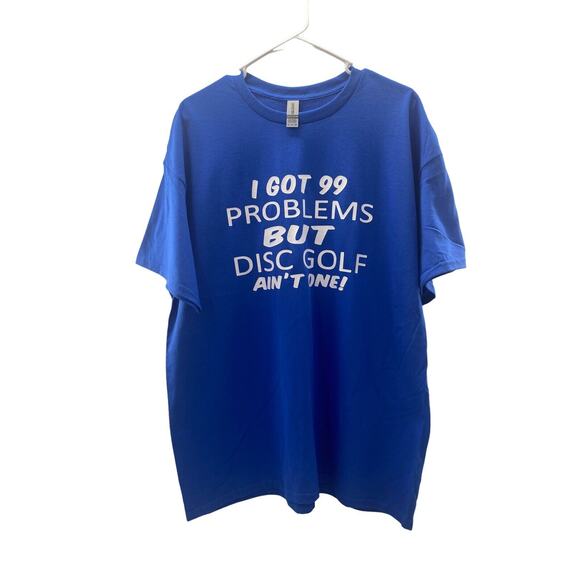 Disc Golf Shirt 99 PROBLEMS Disc Golf Custom Vinyl Logo XL T-Shirt Blue - Picture 5 of 7